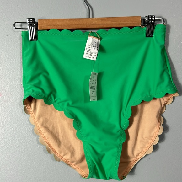 J Crew High-rise scalloped bikini bottom in Brilliant Green size small - Picture 6 of 12